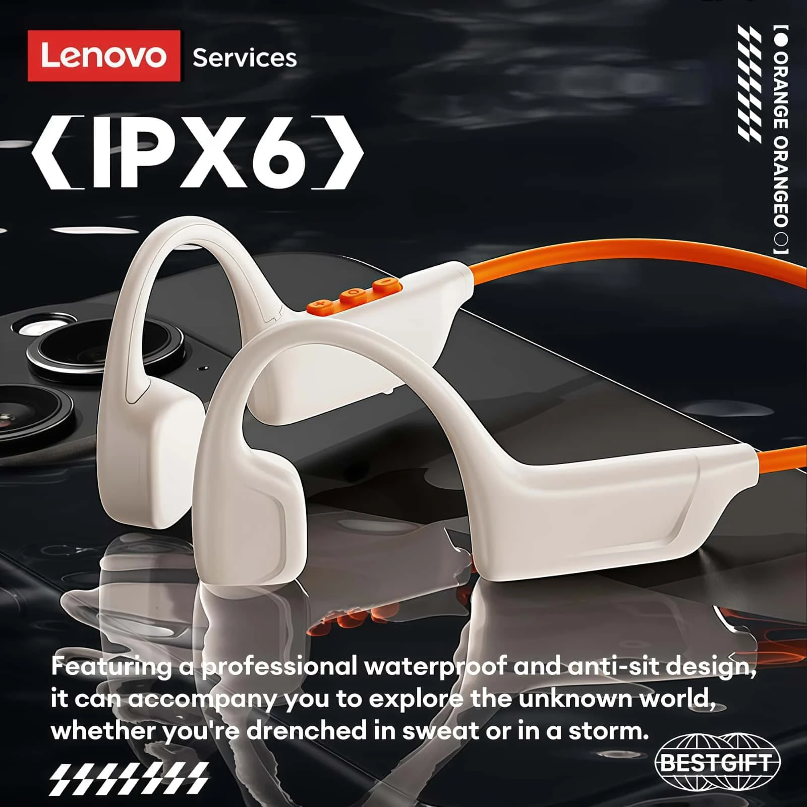 Fones de ouvido Lenovo S102 co - Bone Conduction Running Headphones avaliação e preço