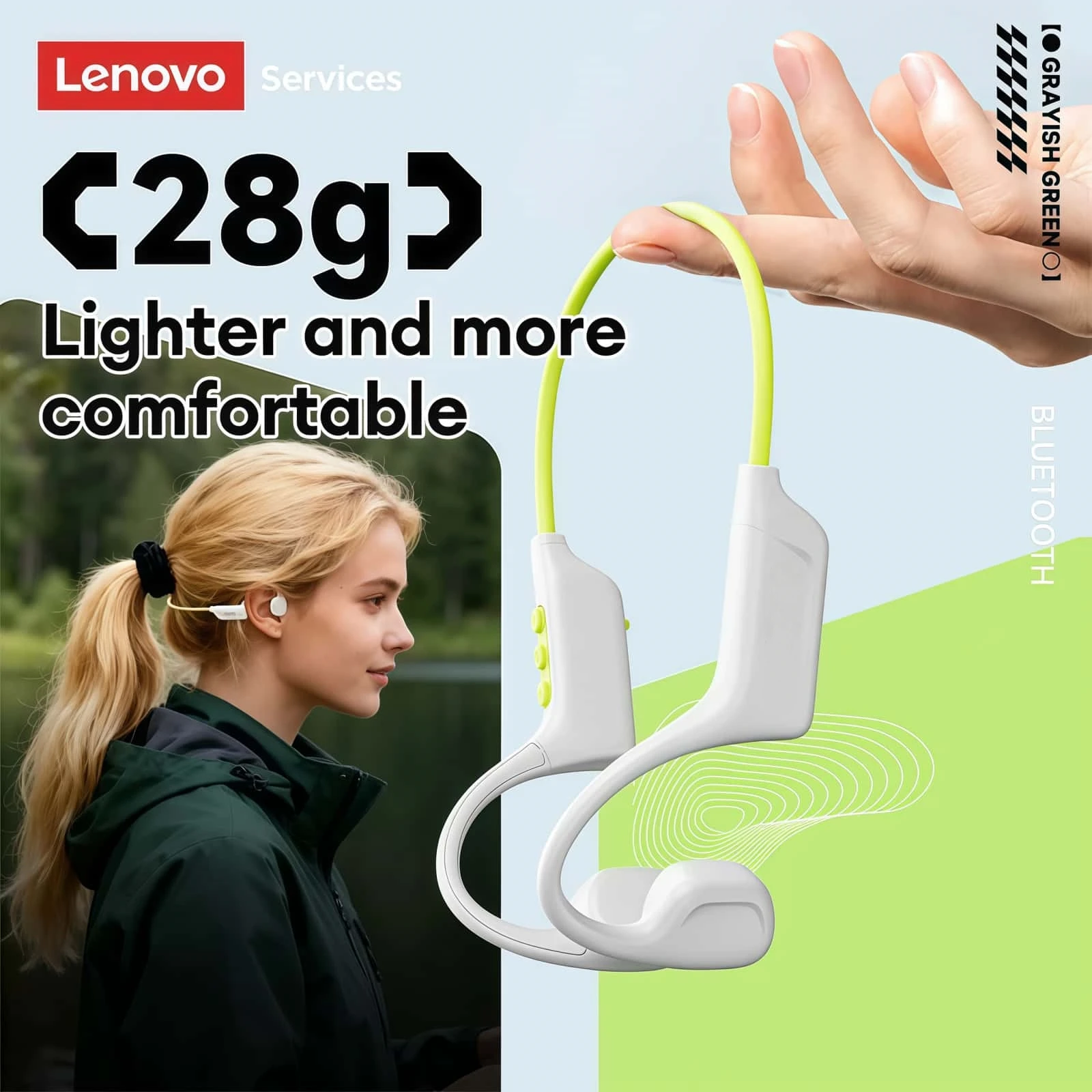 Fones de ouvido Lenovo S102 co - Bone Conduction Running Headphones avaliação e preço