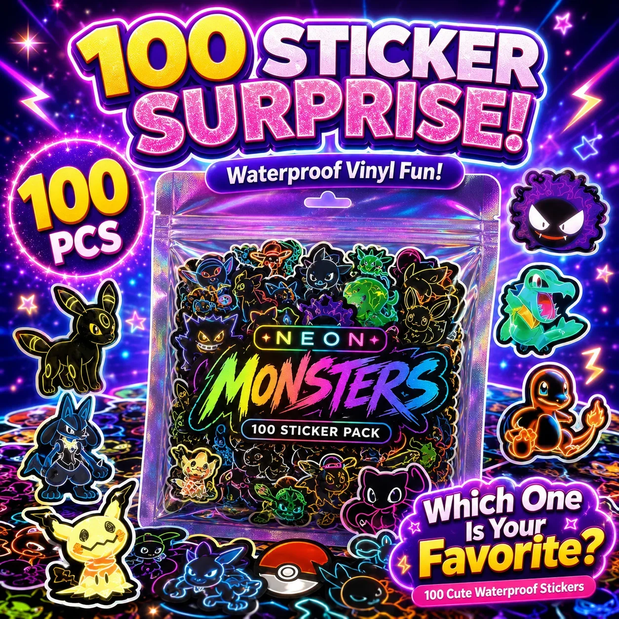 100 Adesivos Neon Pokémon à Pr - Laptops avaliação e preço